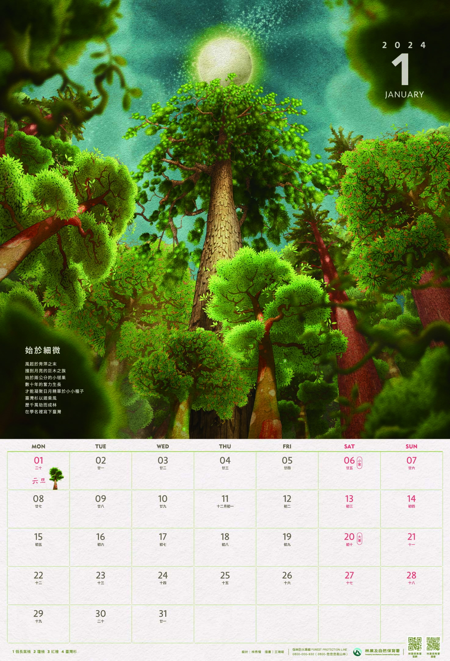 林業保育署-113年曆-1月