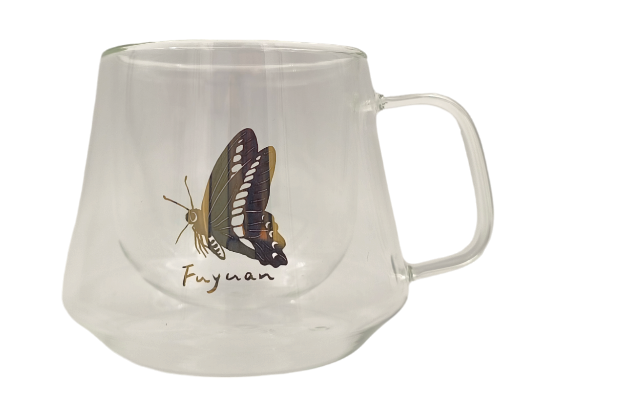 雙層玻璃杯-青帶鳳蝶