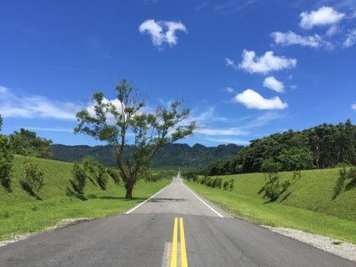 台九線入口筆直的小路，號稱花蓮版天堂路