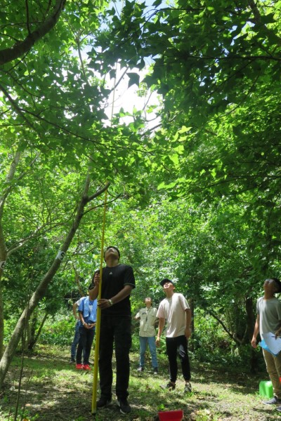 學生專注的進行觀察與測量體會林業從業人員的辛苦