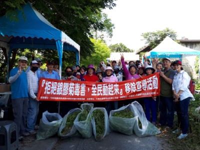 花蓮林管處為響應國際生物多樣性日，規劃系列活動，在豐坪村，則由南華工作站與牛犁社區交流協會共同辦理銀膠菊防除活動，村長帶領當地民眾40人共同拔除外來入侵植物「銀膠菊」