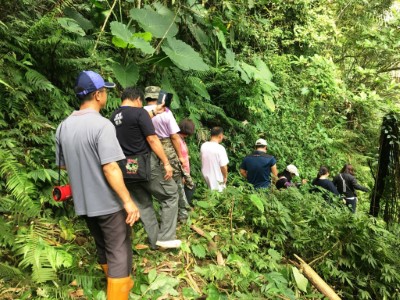 由解說員帶領進入土匪山步道，介紹沿途林相、動植物資源