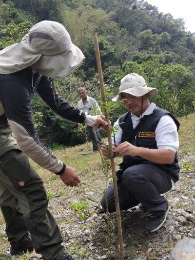 建和社區居民協力種下樹苗。