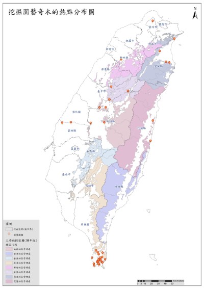 竊取貴重木漂流木的熱點分布圖