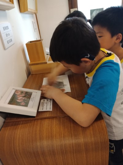 嘉大附小幼兒園認真拓印杜鵑花作品