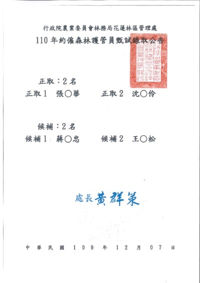 錄取公告榜單
