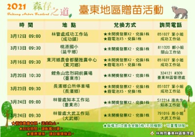 110年贈苗場次一覽表