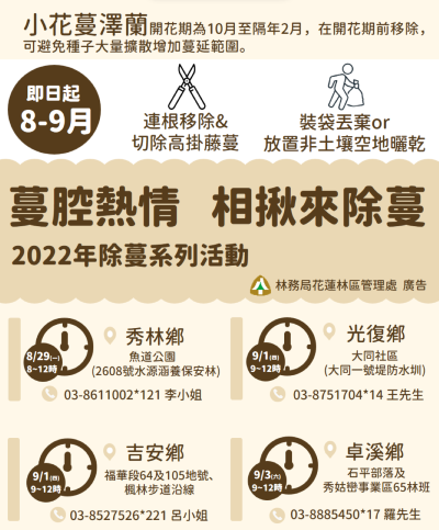 「工作站除蔓競賽」時間及地點