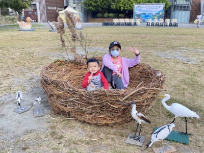 市集現場有以藤類及樹枝編織成的巨型鳥巢供民眾體驗