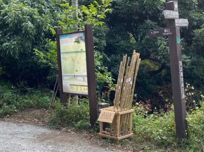 山海圳國家綠道內的烏山嶺水利古道亦有提供愛心竹杖