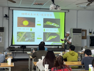 講師說明蝴蝶的生活史(新竹林區管理處提供)