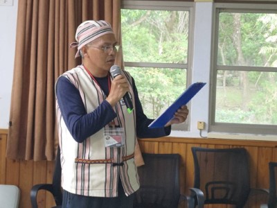 圖二、南澳闊葉樹林自然保留區解說員以泰雅語宣誓