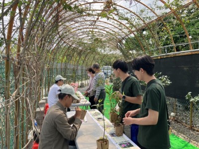 由大溪站設置之苗木諮詢站，協助民眾解答種植方法等問題(林業保育署新竹分署提供)