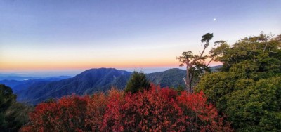 遊客中心觀景台楓紅與山巒_吳耀琪攝