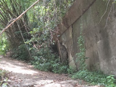 擋土牆因地滑造成裂開隨時有倒塌可能