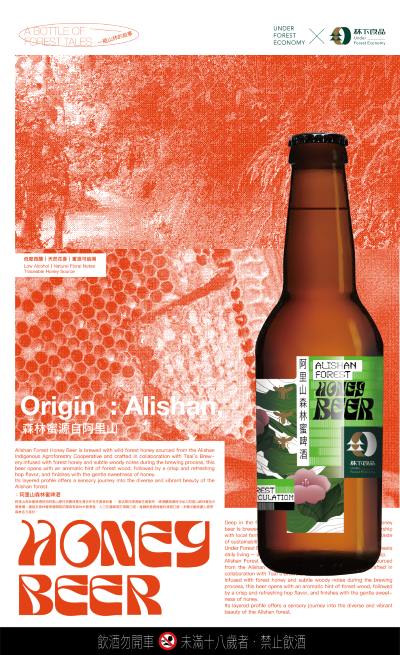 阿里山森林蜜啤酒以特富野生產森林蜜為主要原料，蜜香四溢