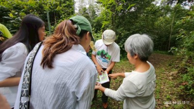 新唐科技攜手蝶會志工於五峰白蘭部落舉辦野地觀察，帶領企業同仁參與環境教育與責任消費，展現企業支持社區共生及生物多樣性保育的實際行動承諾。(林業保育署新竹分署提供)