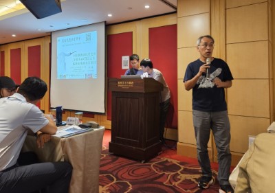 台灣黑面琵鷺保育學會由生多所吳世鴻副研究員代表分享七股鹽灘濕地營造與企業參與生態監測成果