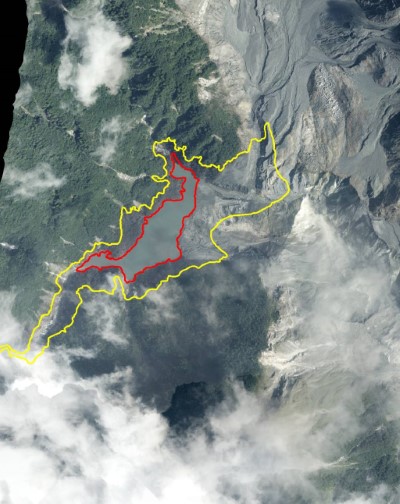 圖2: 馬太鞍溪堰塞湖湖體大小航拍圖