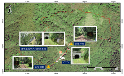 藉由AI影像辨識，及時偵測落石及異物入侵軌道，強化行車安全