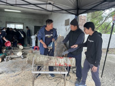 段木鑽孔現場教學