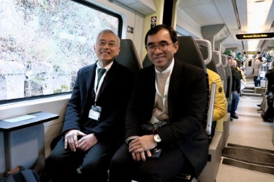 Invited to ride the inaugural train of the Hermann Hesse Railway (Right:  Wang Jau-Pao, Director of 