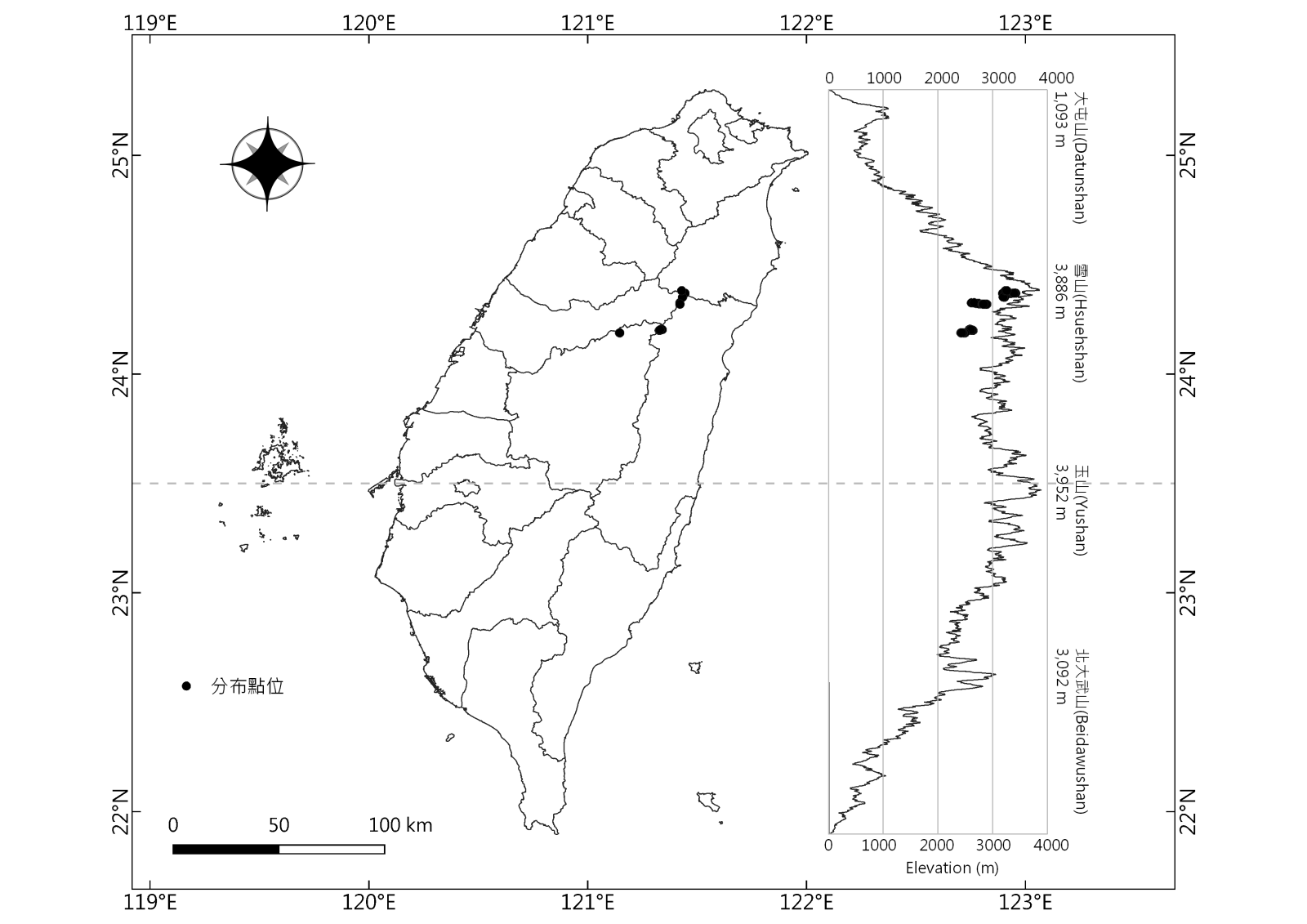 2016-2022年南湖山椒魚分布紀錄圖