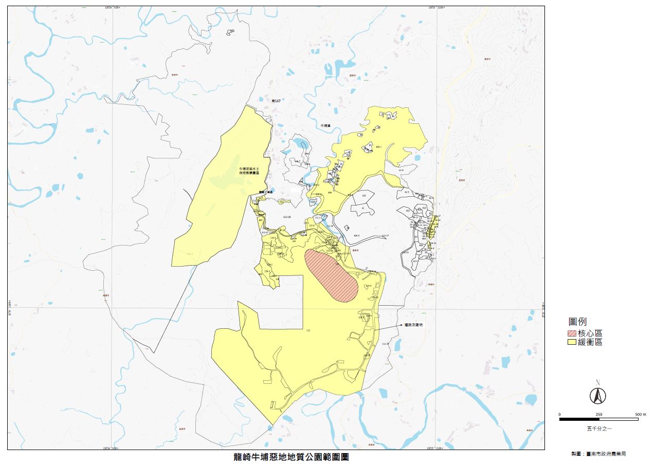 龍崎牛埔惡地地質公園範圍圖