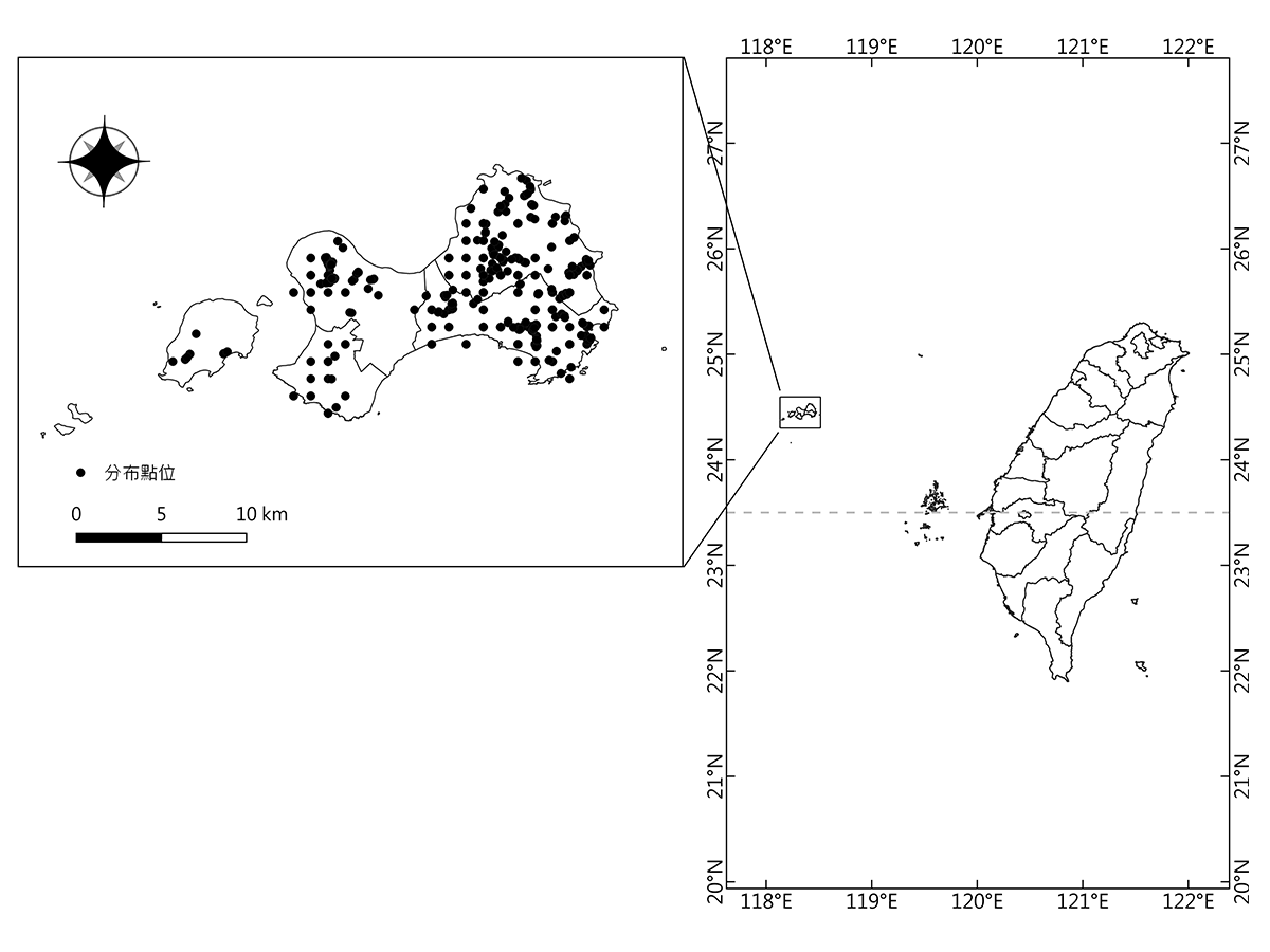 2012-2021年歐亞水獺分布紀錄圖