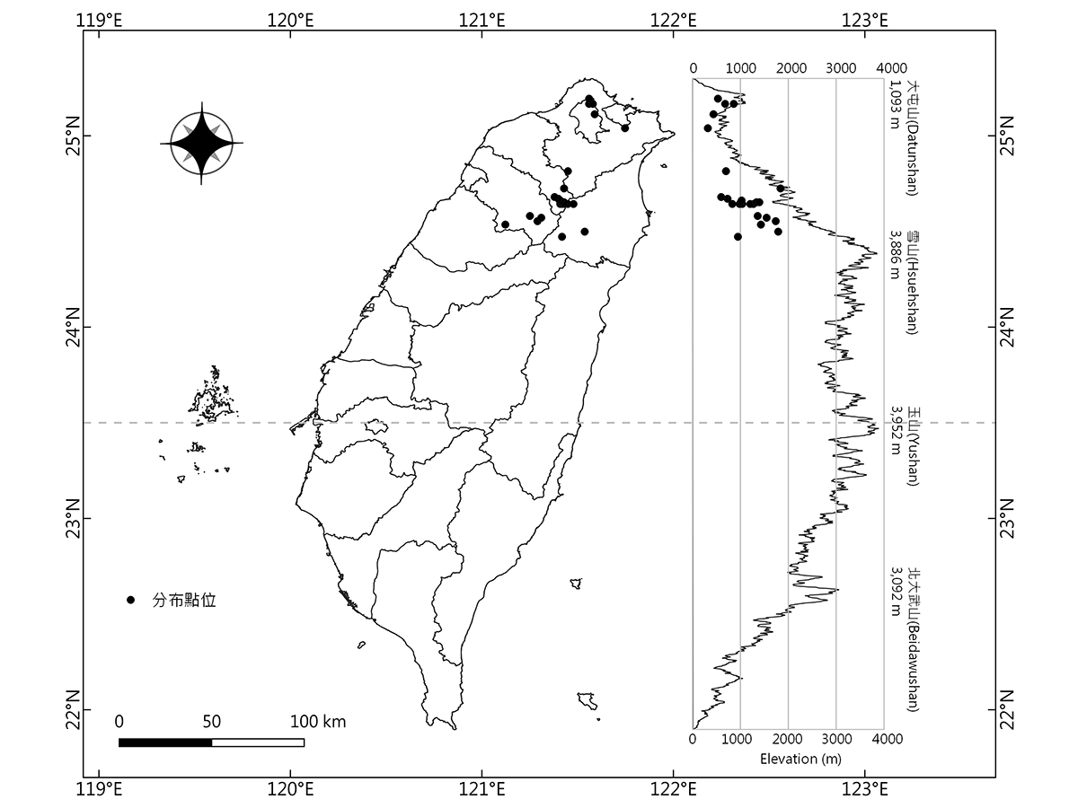 2012-2021年金絲蛇分布紀錄圖