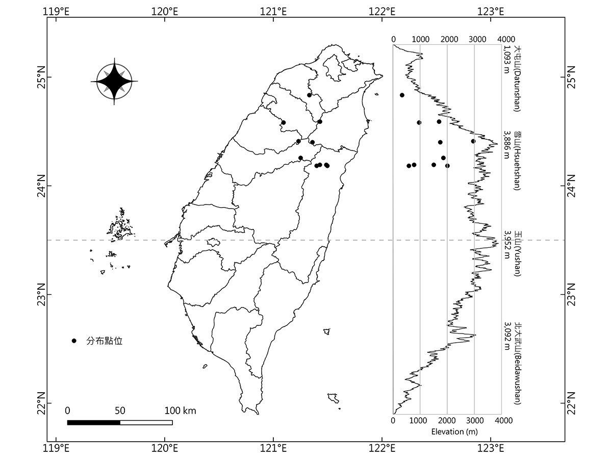近年大紫蛺蝶分布紀錄圖