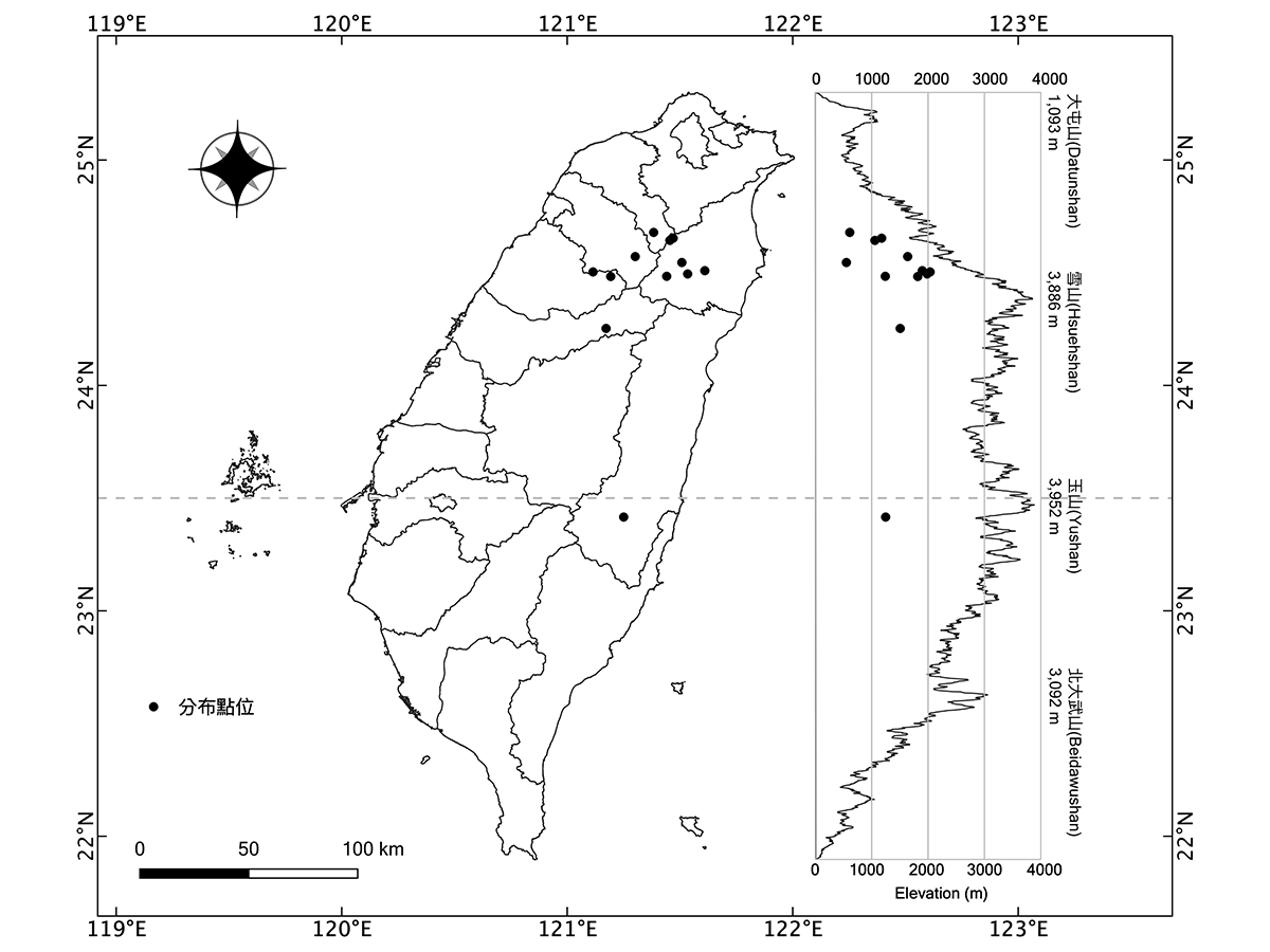 近10年寬尾鳳蝶分布紀錄圖